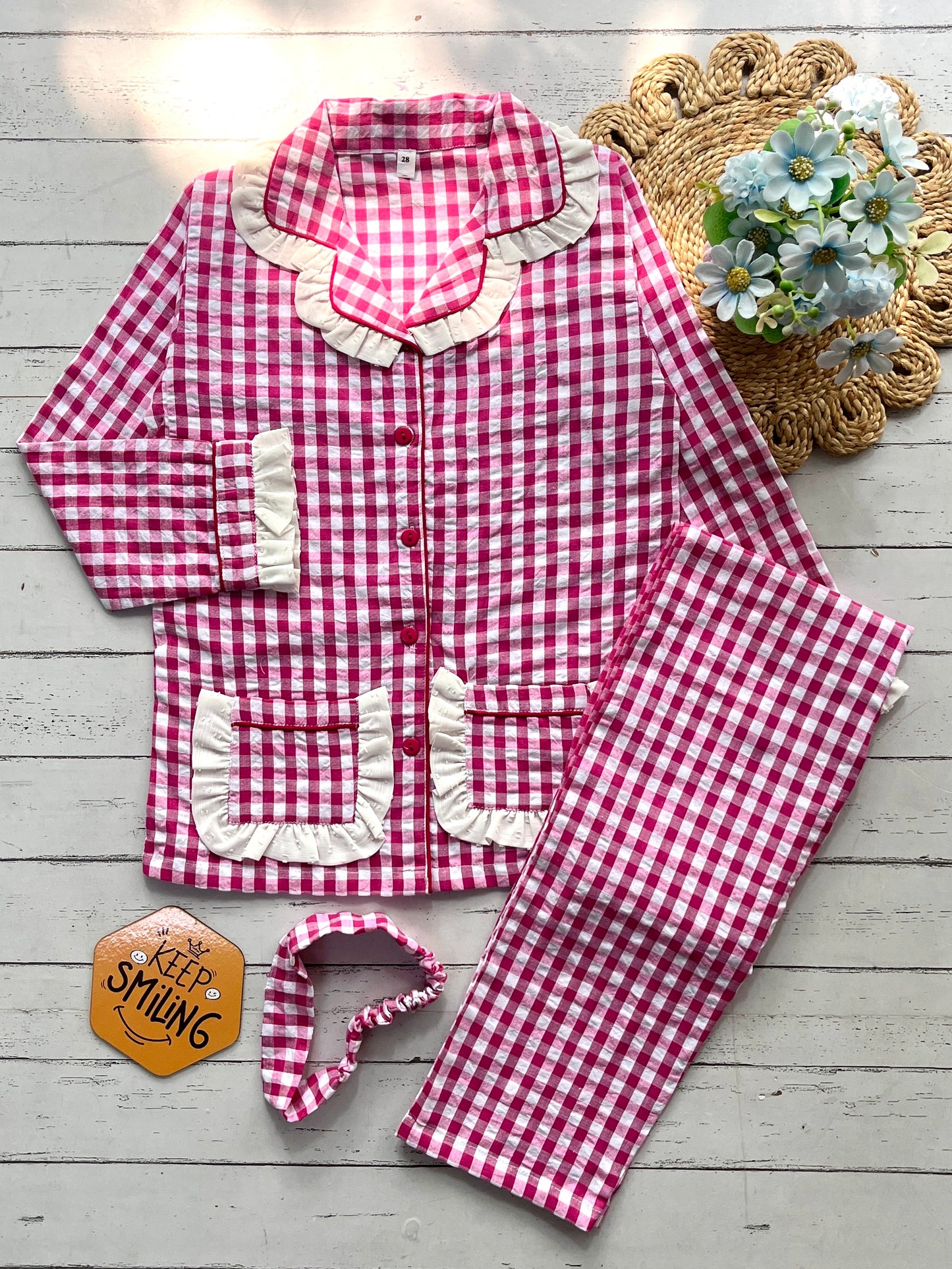 Pink Check Kids Pj Set