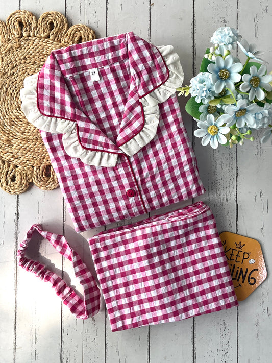 Pink Check Kids Pj Set