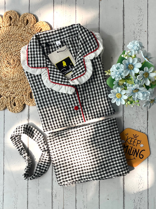 Black Check Kids Pj Set