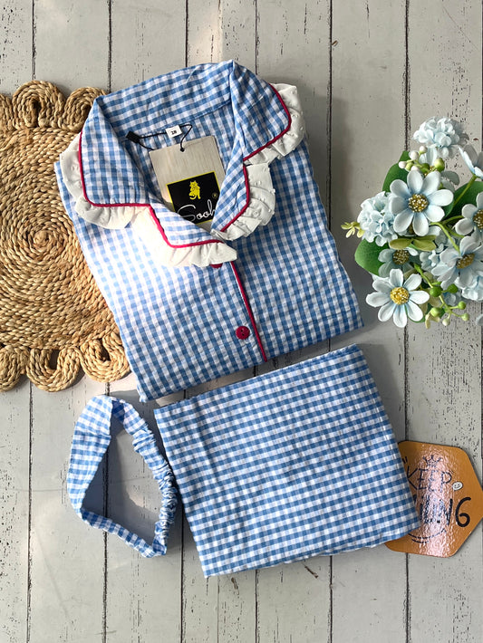Blue Check Kids Pj Set