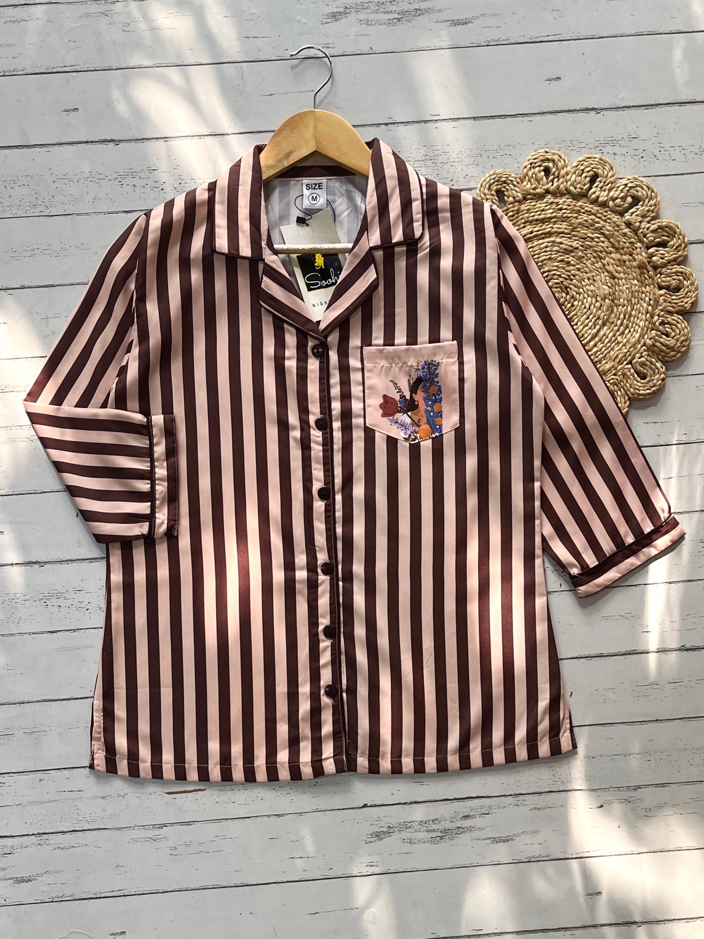 Brown stripe pj set (women)