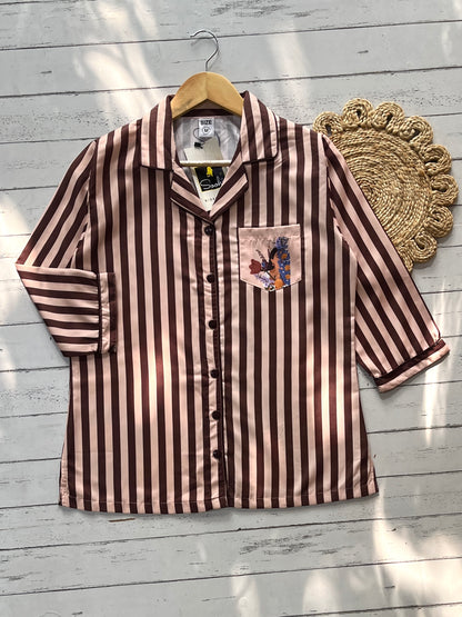 Brown stripe pj set (women)