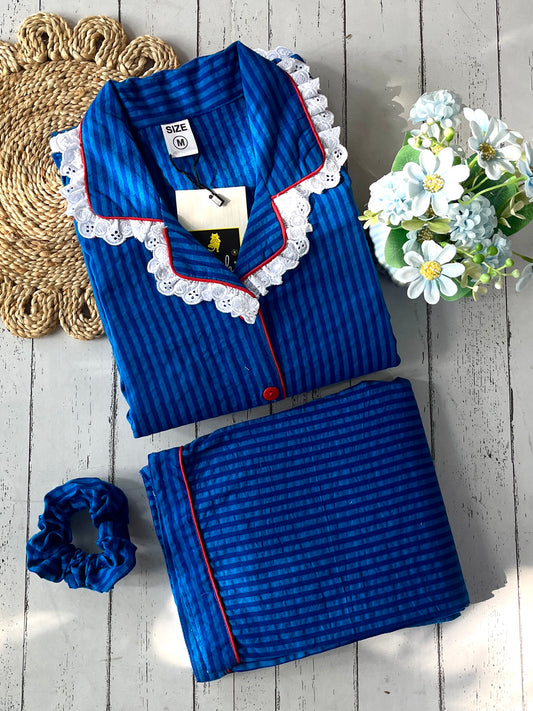 Dark Blue Stripes Pj Set (Women)