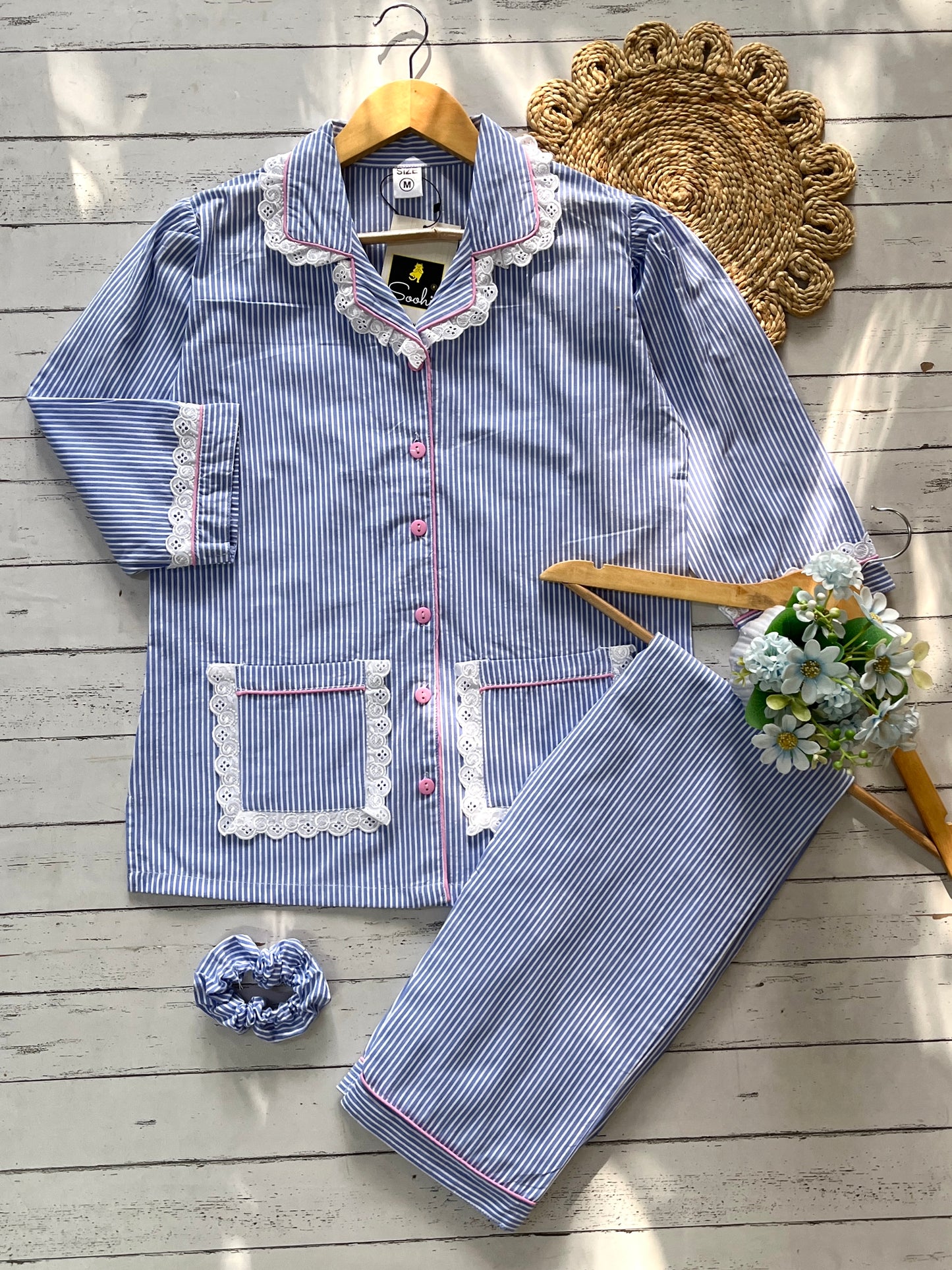 Light Blue Stripes Pj Set (Women)