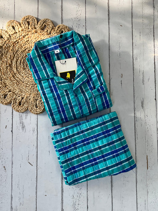 Blue check pj set for BOYS