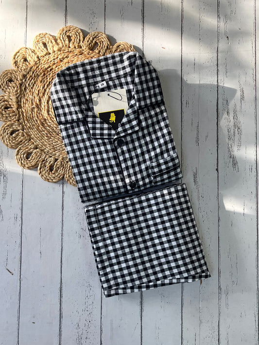 B/W check pj set for BOYS