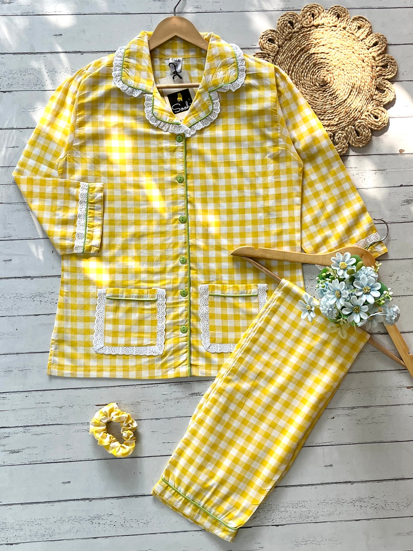 Yellow Gingham Check Pj Set (Women)