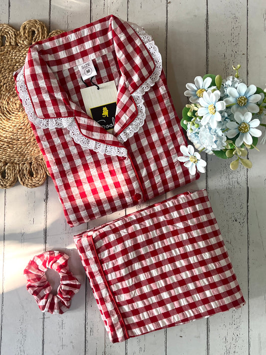 Red Gingham Check Pj Set (Women)