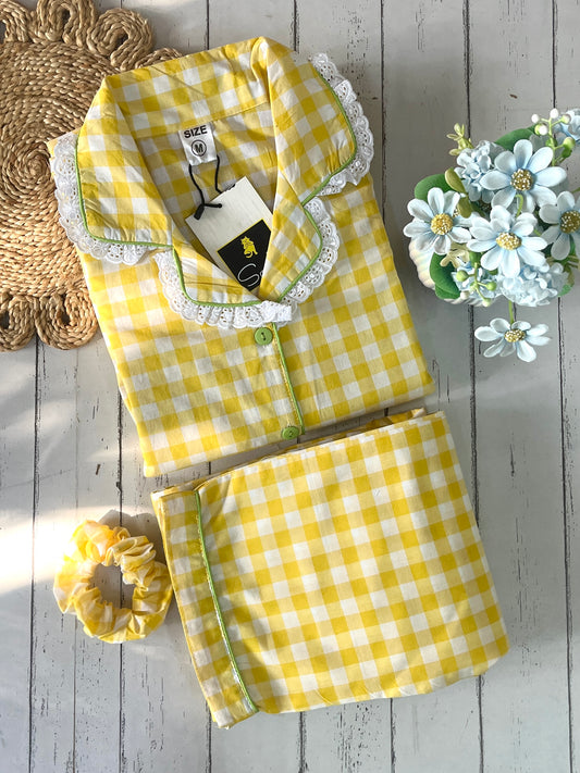 Yellow Gingham Check Pj Set (Women)