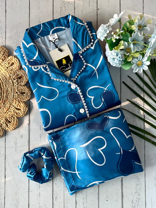 Blue Heartbeat Pj Set (Women)