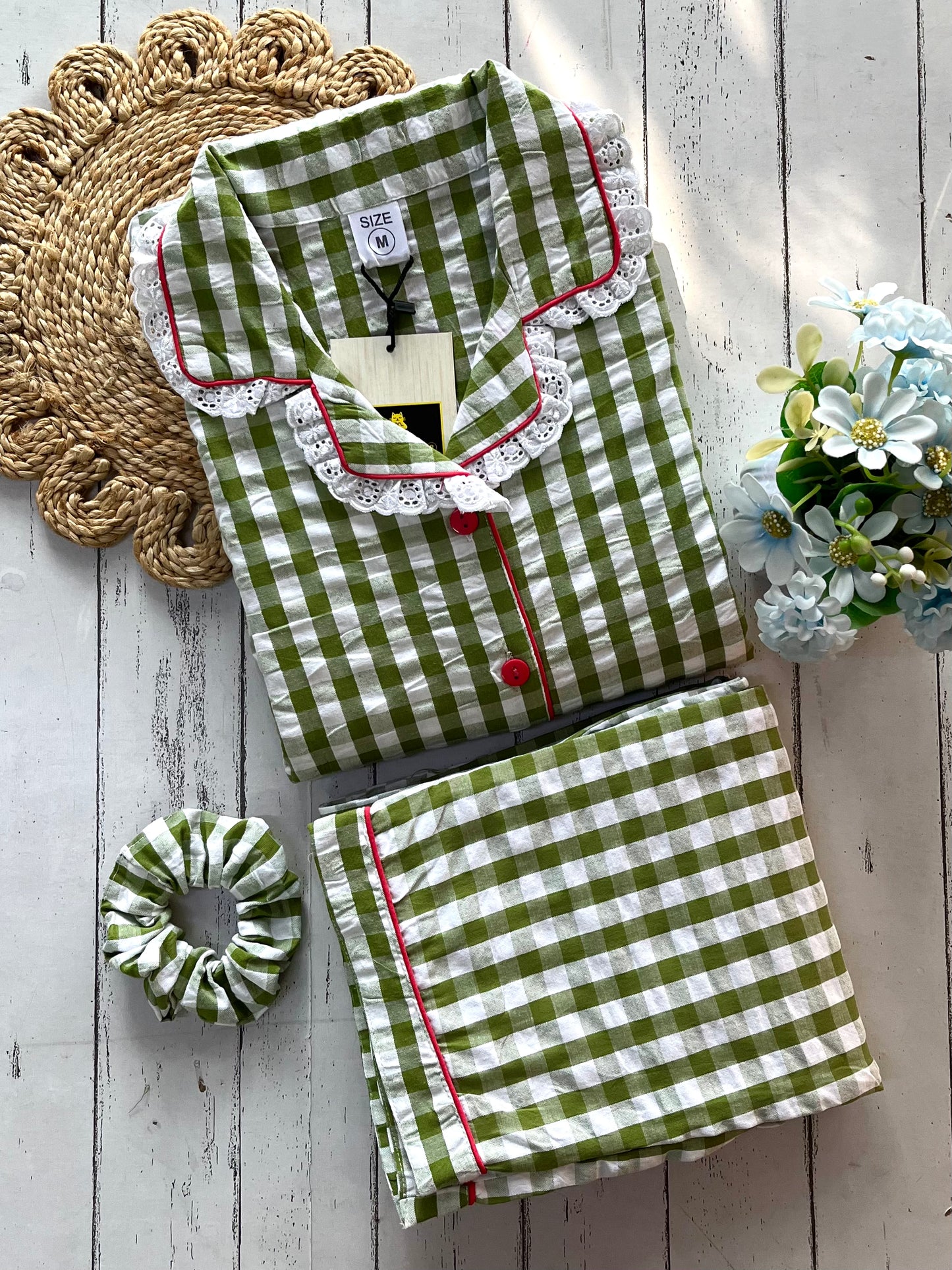 Green Checks Pj Set (Women)