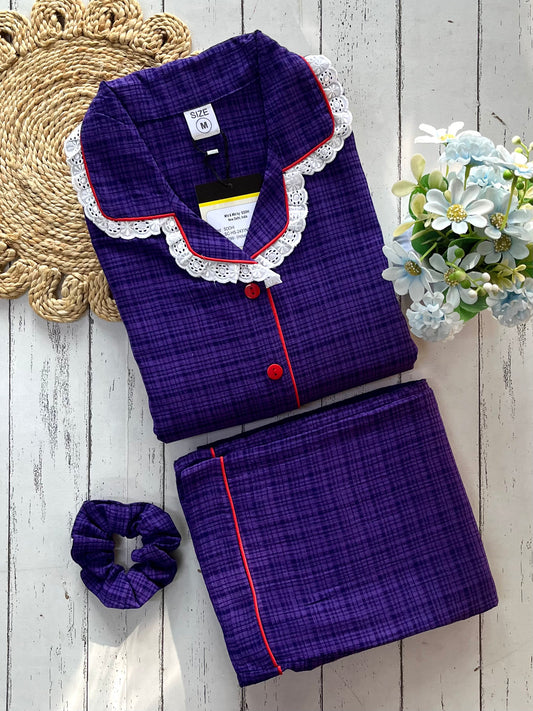Dark Purple Stripe Pj Set (Women)