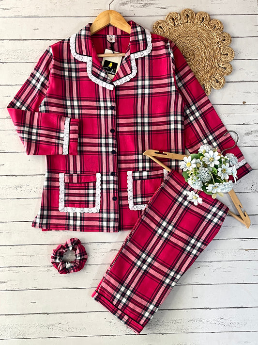 Pink Check Winterwear PJ Set (Women)