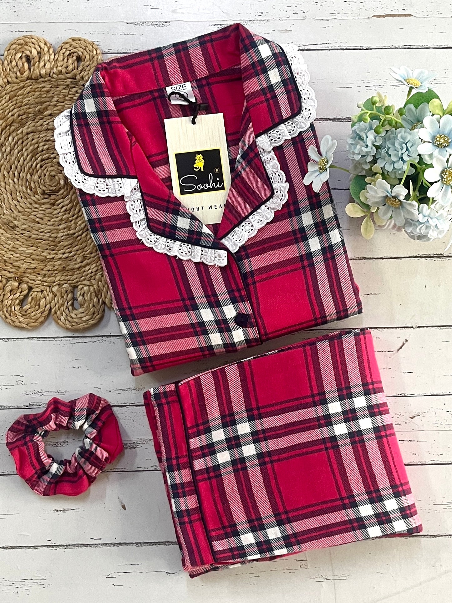 Pink Check Winterwear PJ Set (Women)