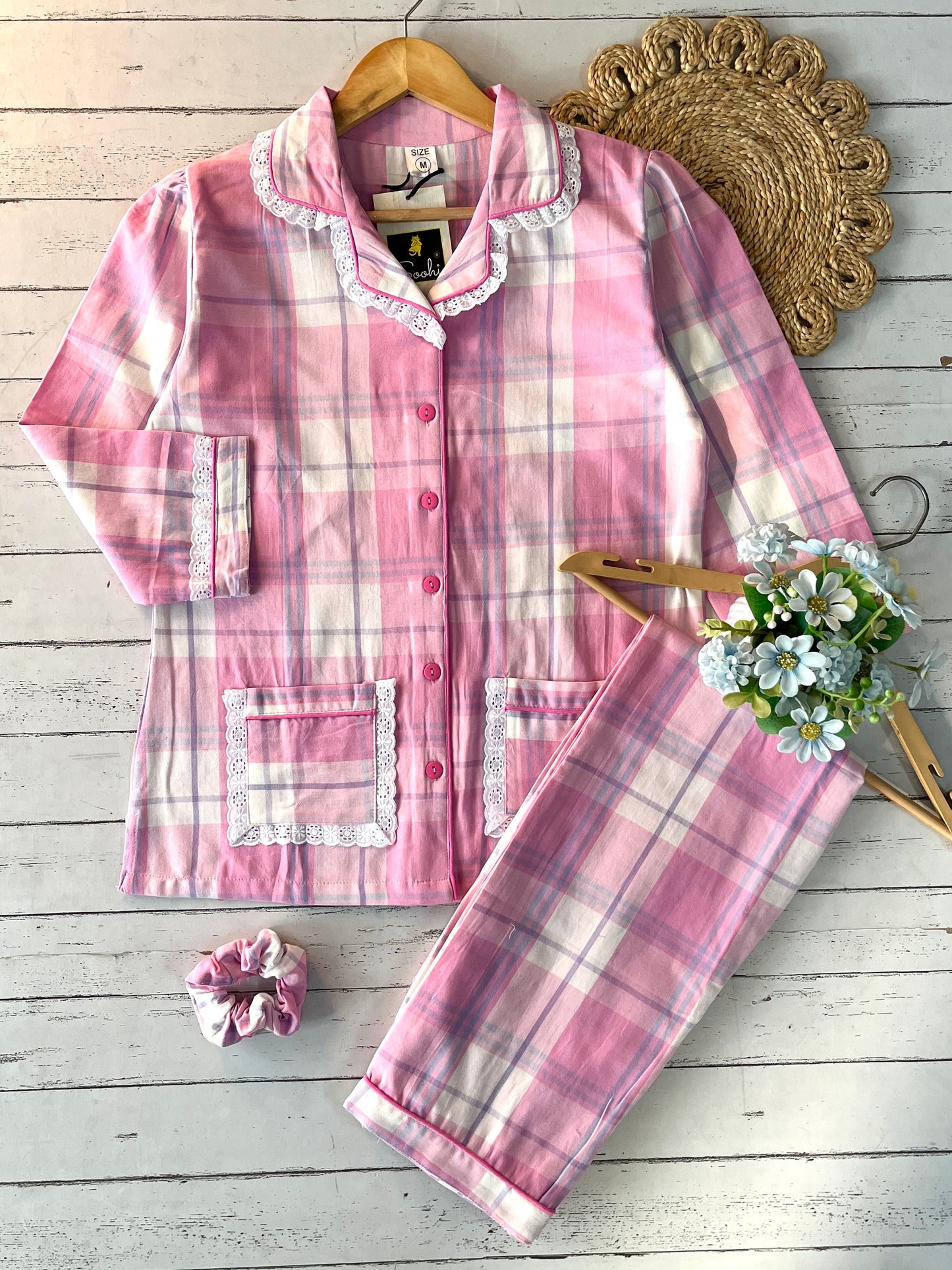 Multi Pink Check Pj Set (Women)
