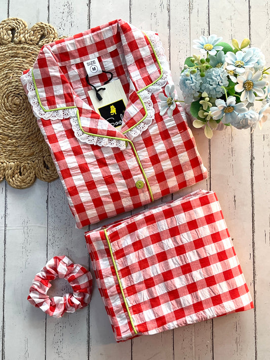 New Orange Check Pj Set (Women)