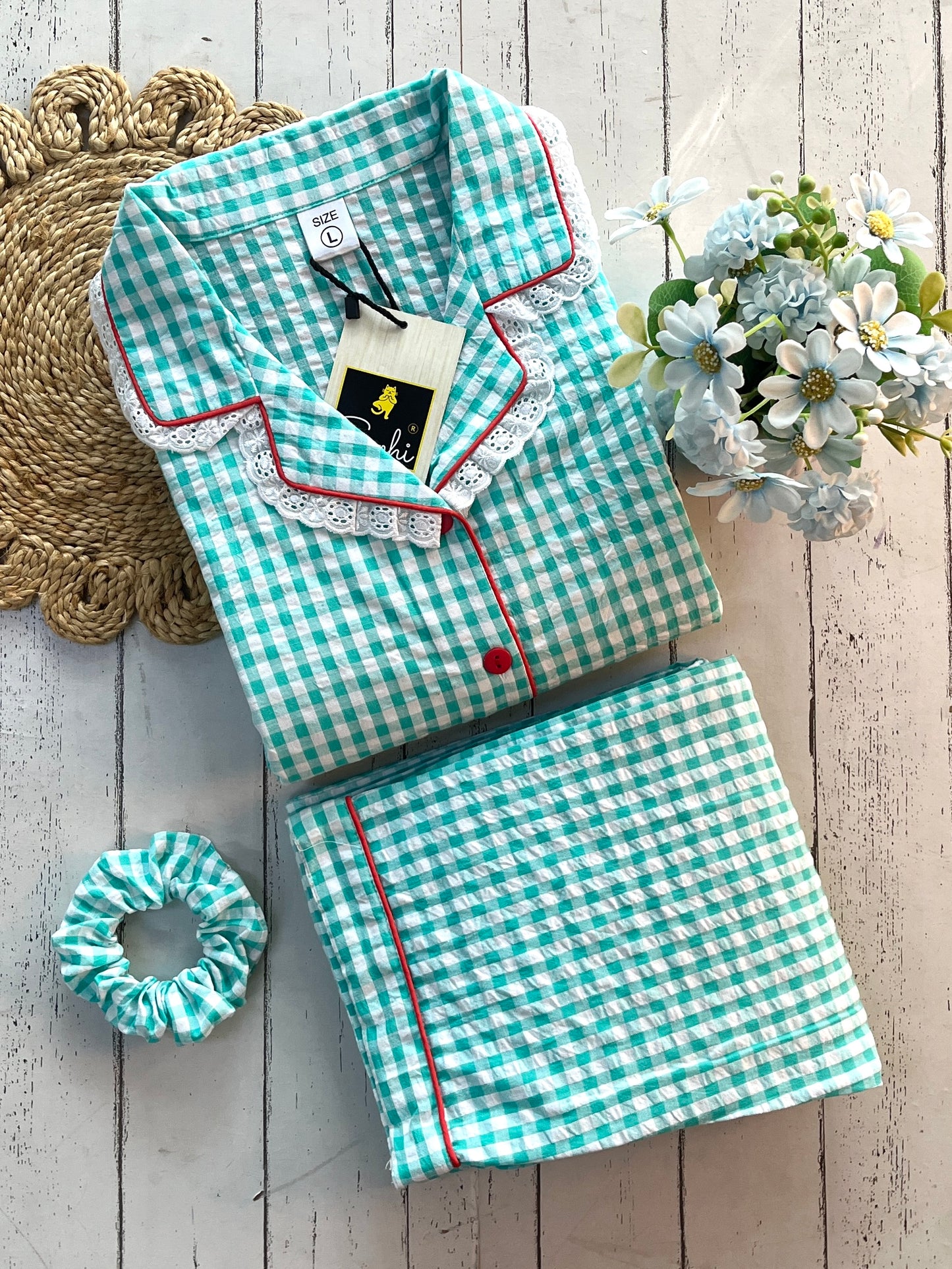 New Green Check Pj Set (Women)