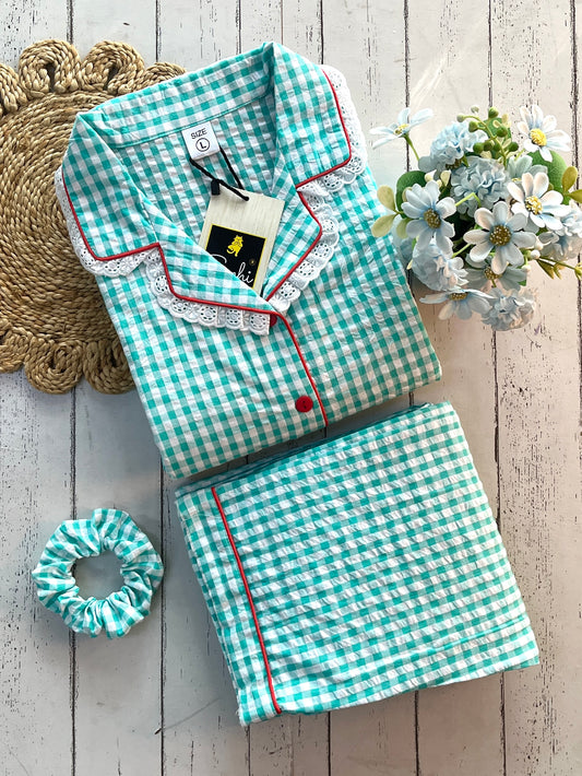 New Green Check Pj Set (Women)