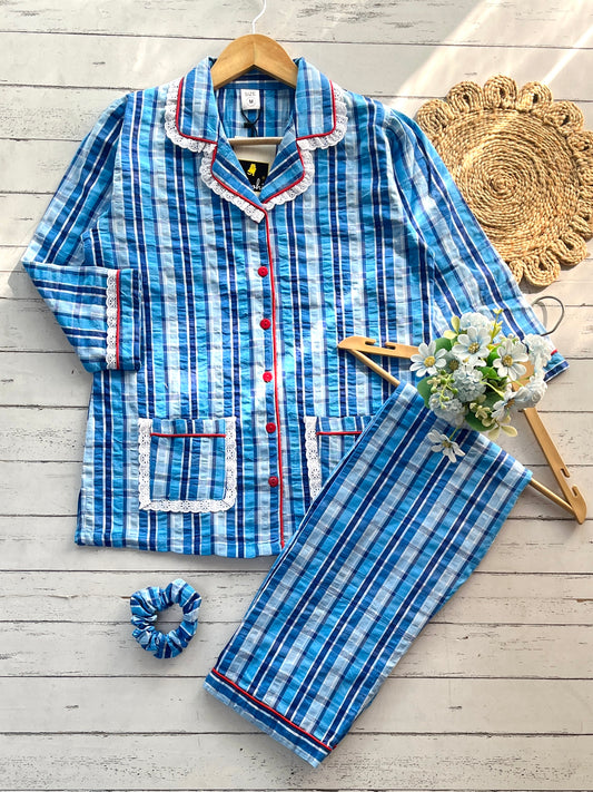 Blue Check Pj Set (Women)