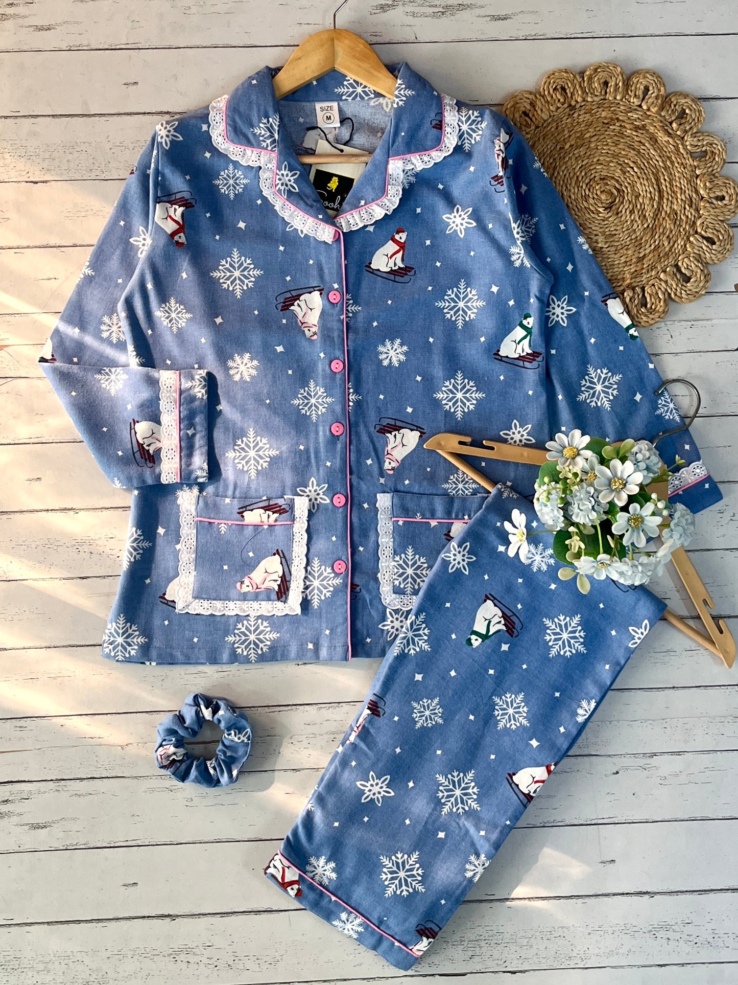 Blue Polar Bear Winter PJ Set (Women)