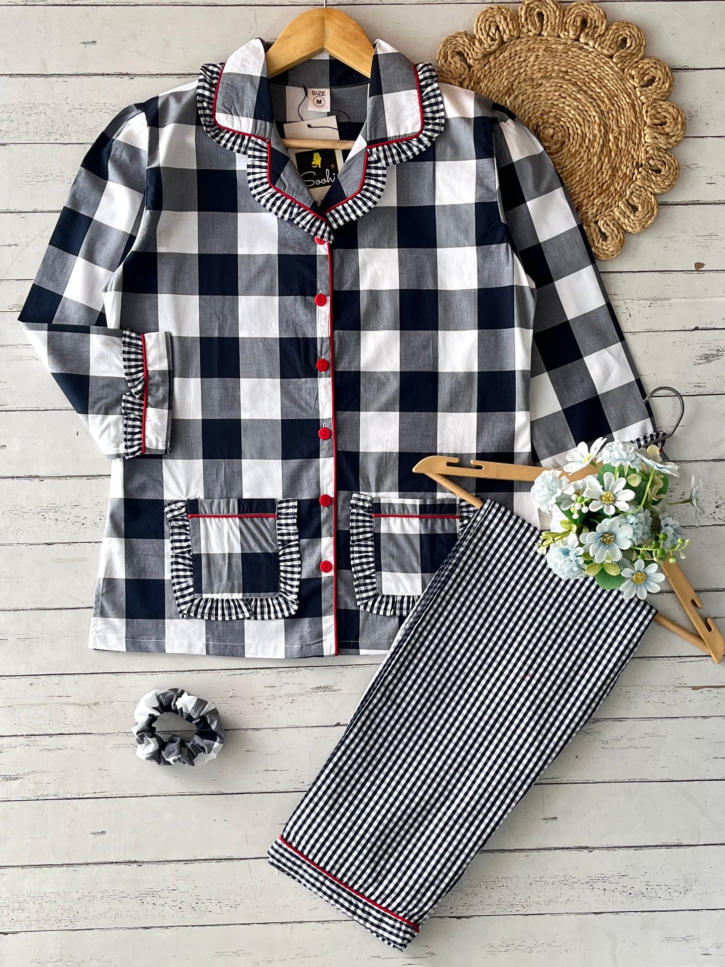 Blue White Check Pj Set (Women)