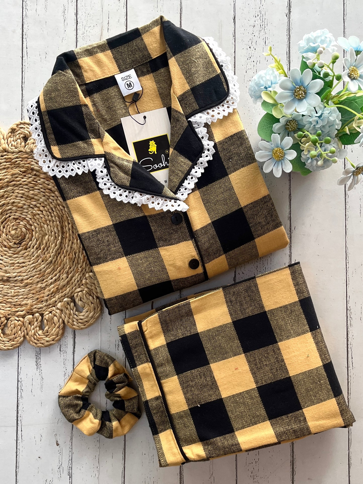 Mustard Winter Check PJ Set (Women)