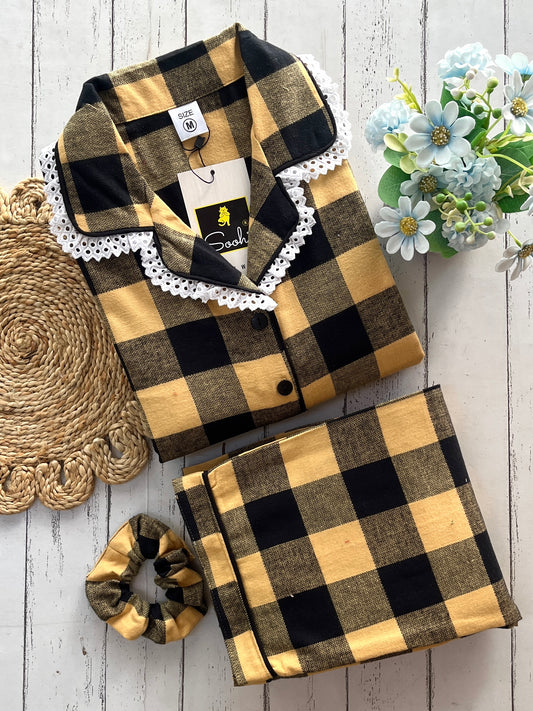Mustard Winter Check PJ Set (Women)