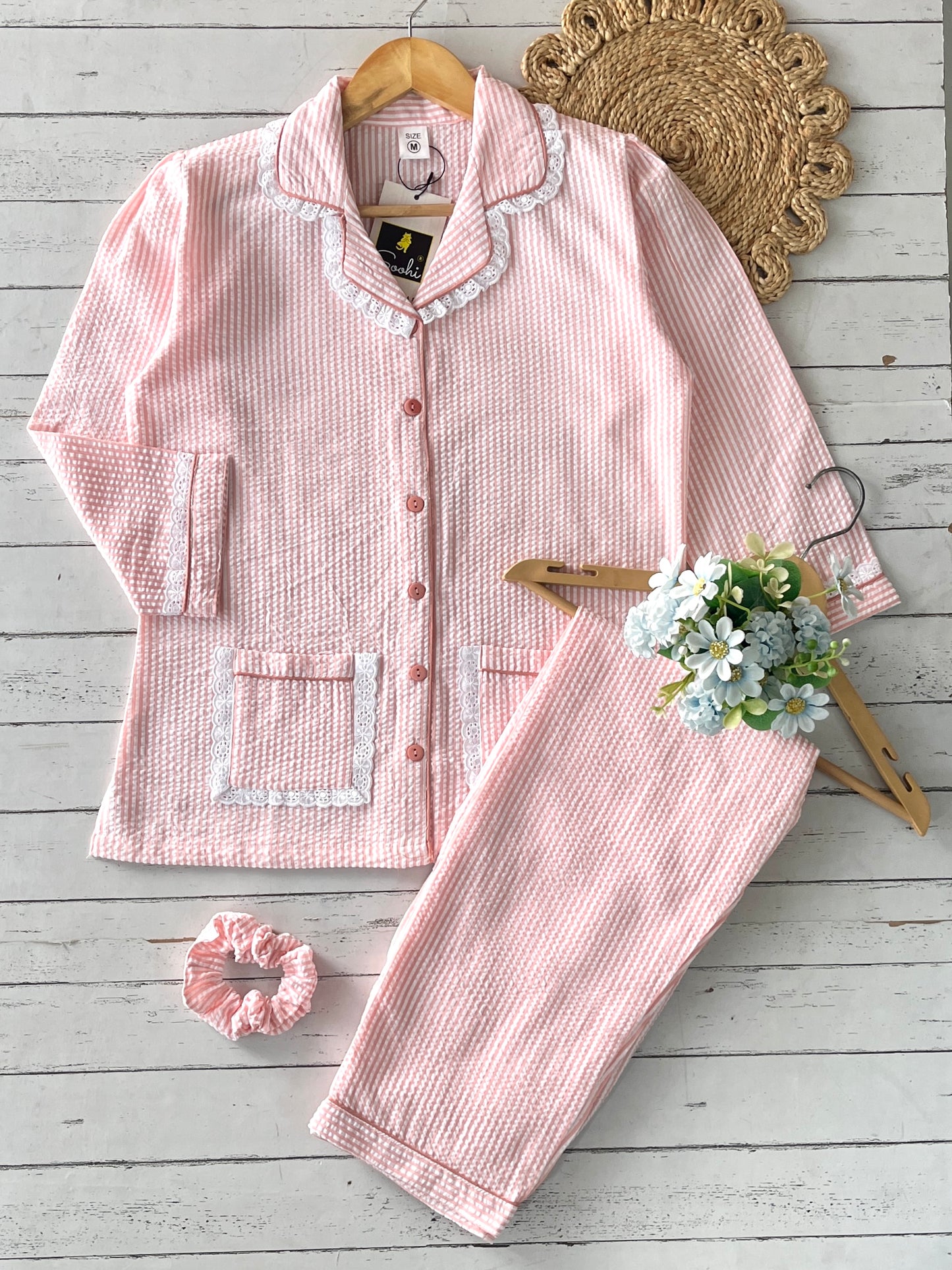 Pink Glow Lace Pj Set (Women)