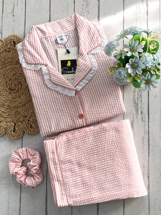 Pink Glow Lace Pj Set (Women)