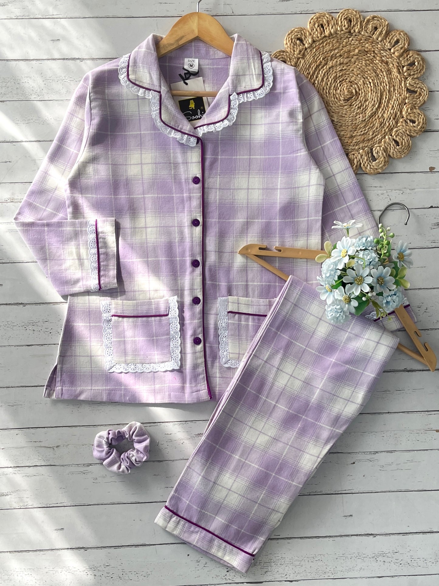 Light Purple Winter Check PJ Set (Women)