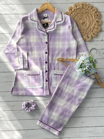 Light Purple Winter Check PJ Set (Women)