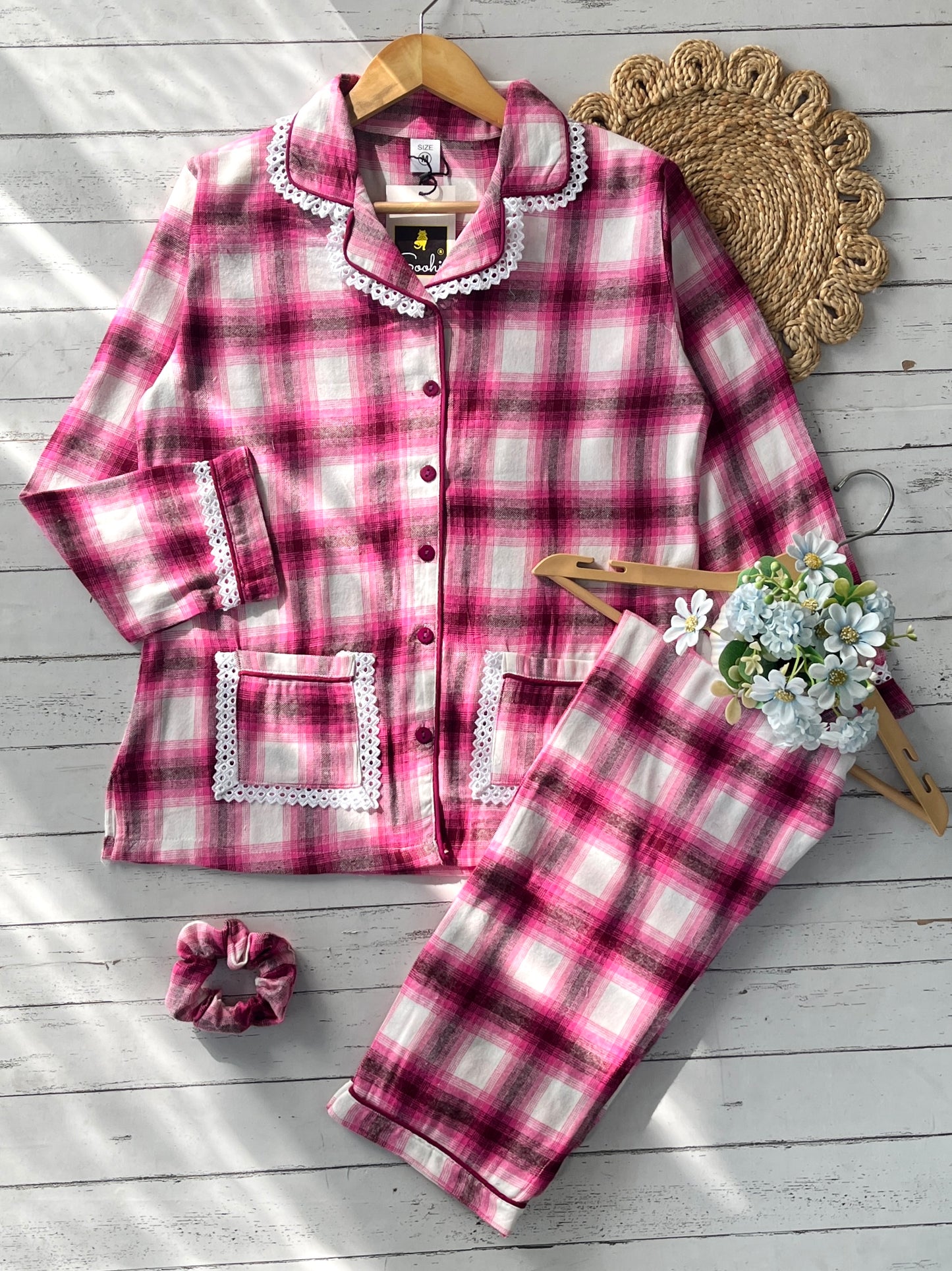 Pink Winter Check PJ Set (Women)&nbsp;