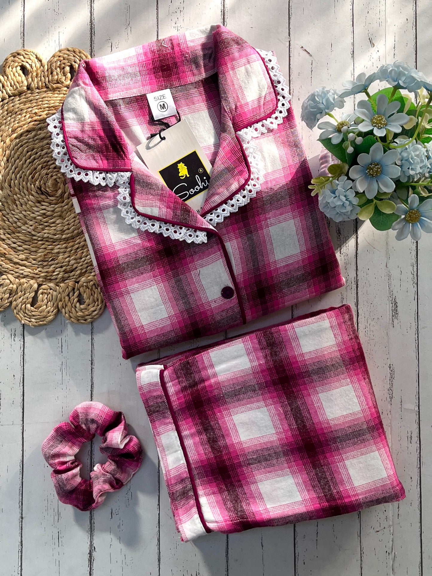 Pink Winter Check PJ Set (Women)&nbsp;