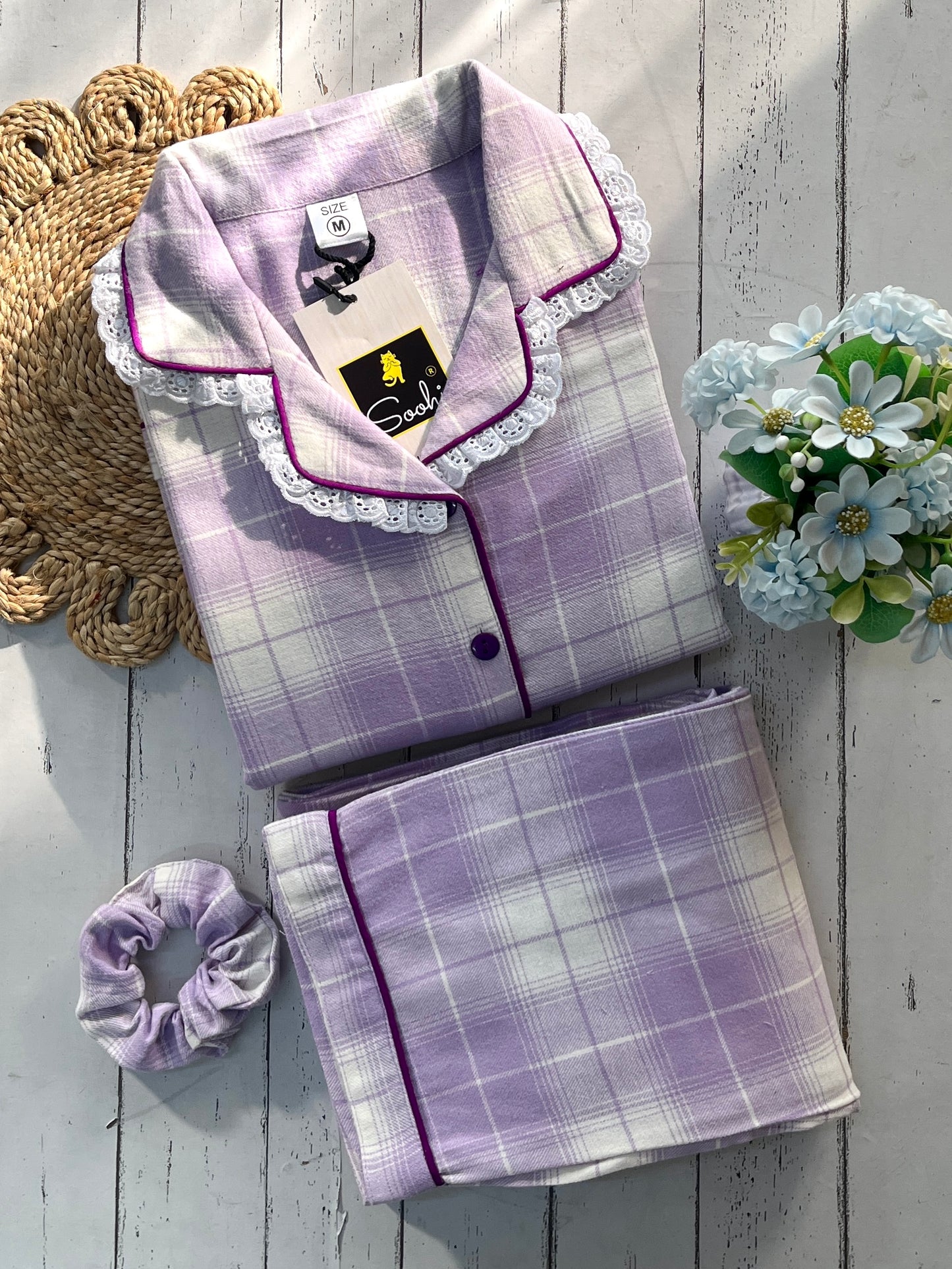 Light Purple Winter Check PJ Set (Women)
