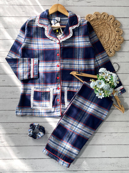 Blue Grey Winter Check PJ Set (Women)