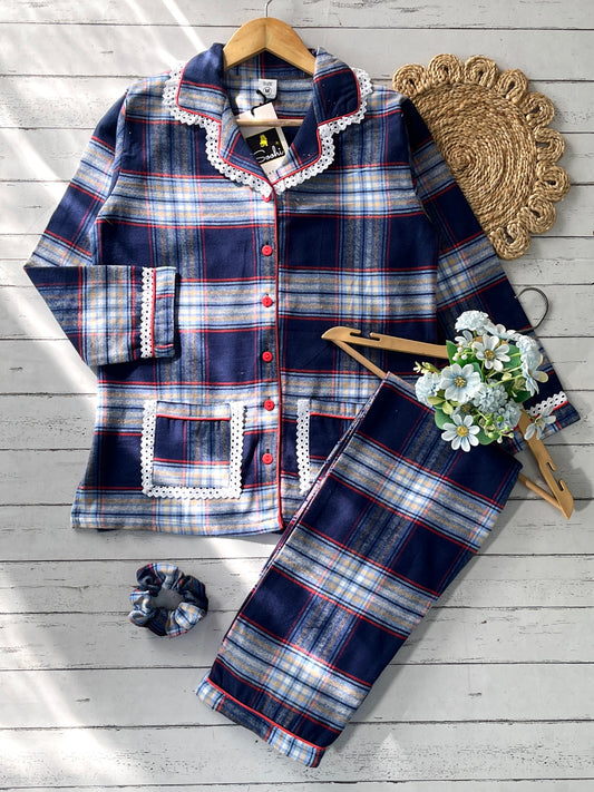 Blue Grey Winter Check PJ Set (Women)