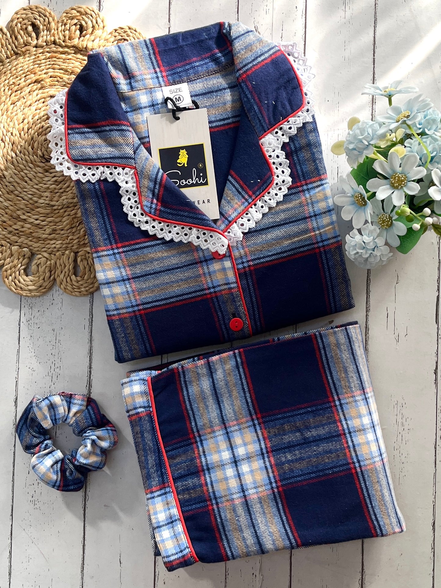 Blue Grey Winter Check PJ Set (Women)&nbsp;