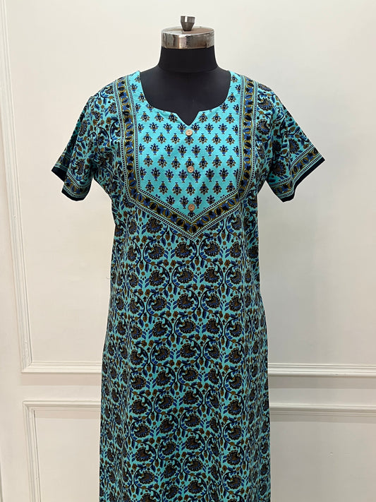 Blue Pure Cotton Nighty (Women)