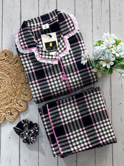 Black Pink Winter Pj Set