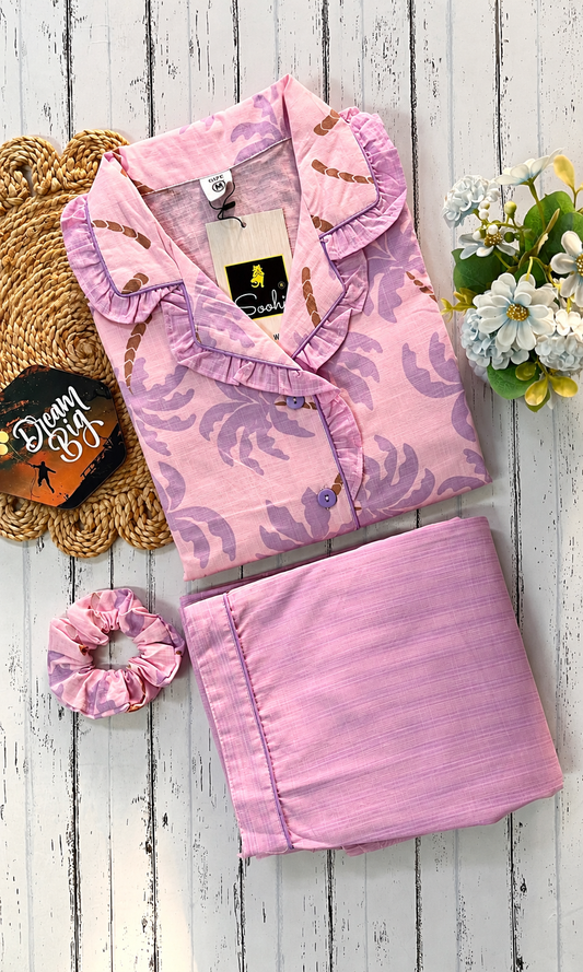 Lavender Petal With Frill Pj Set
