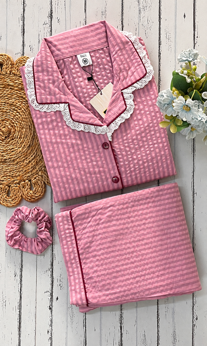 Pink Soft Stripe Pj Set