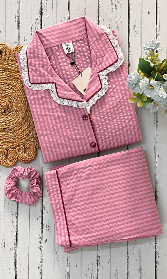 Pink Soft Stripe Pj Set