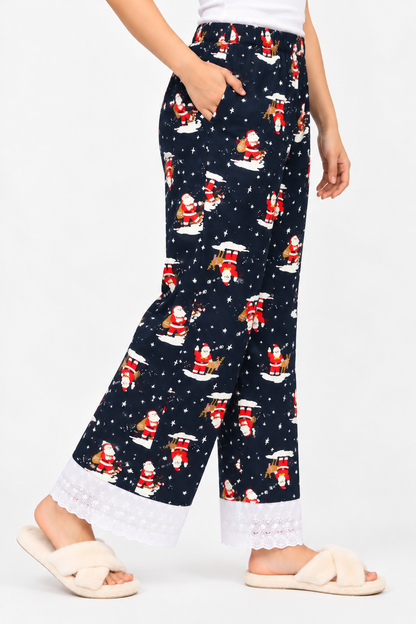 Santa on Ride Woolen Lower with Lace