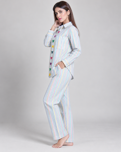 Light Blue Multi Stripe Set