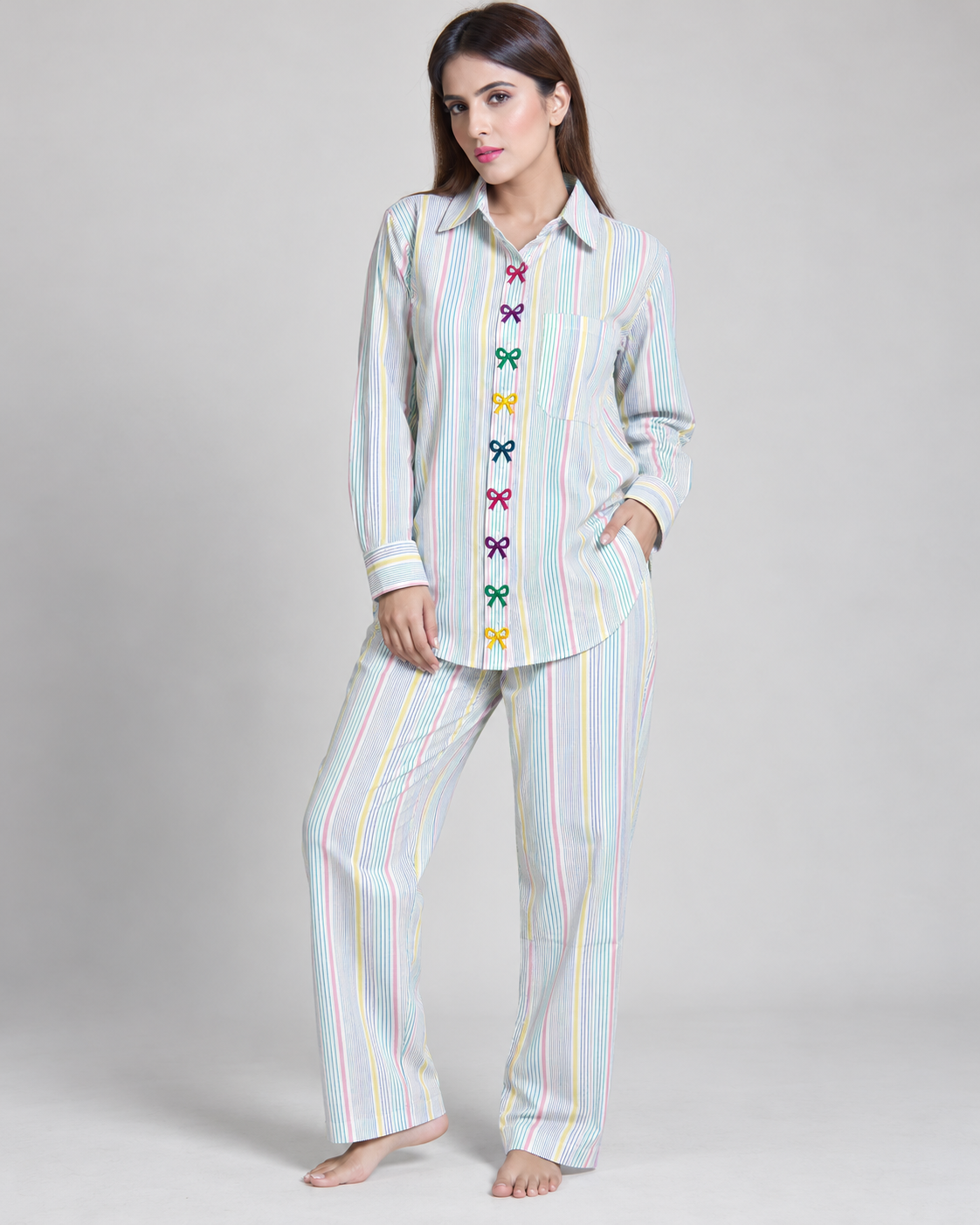 Light Blue Multi Stripe Set