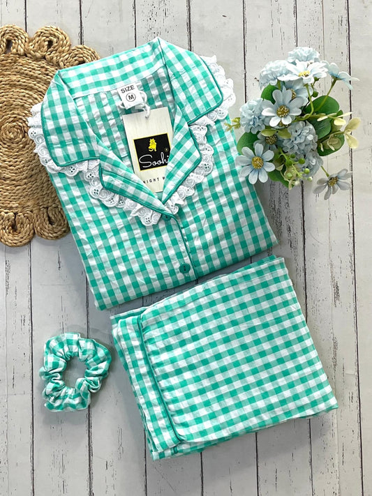 Green Checks Pj Set (Women)