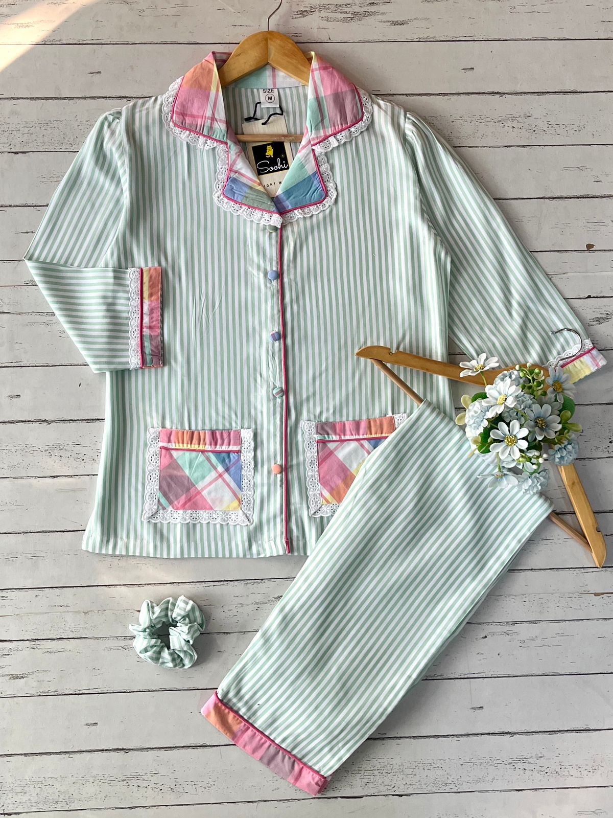 Green Stripe Pj Set (Women)