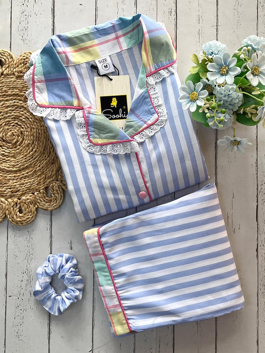 Blue Stripe Pj Set (Women)