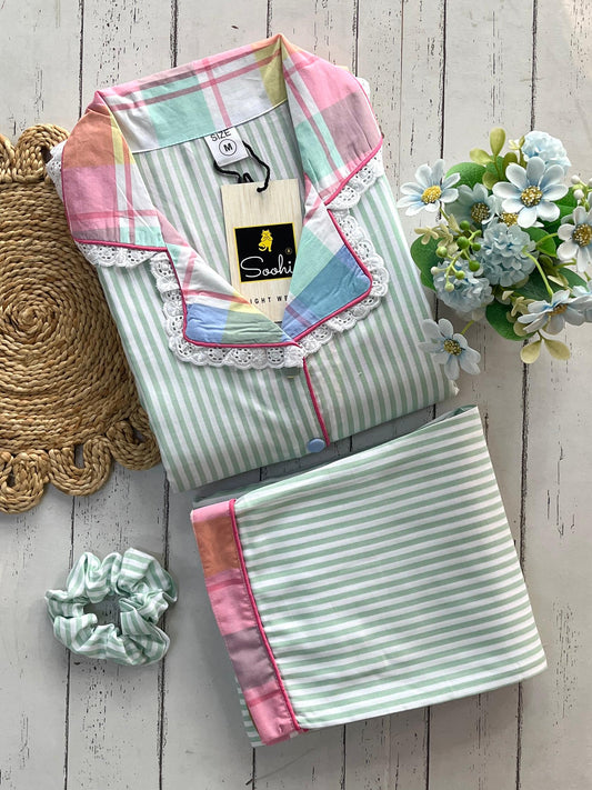 Green Stripe Pj Set (Women)