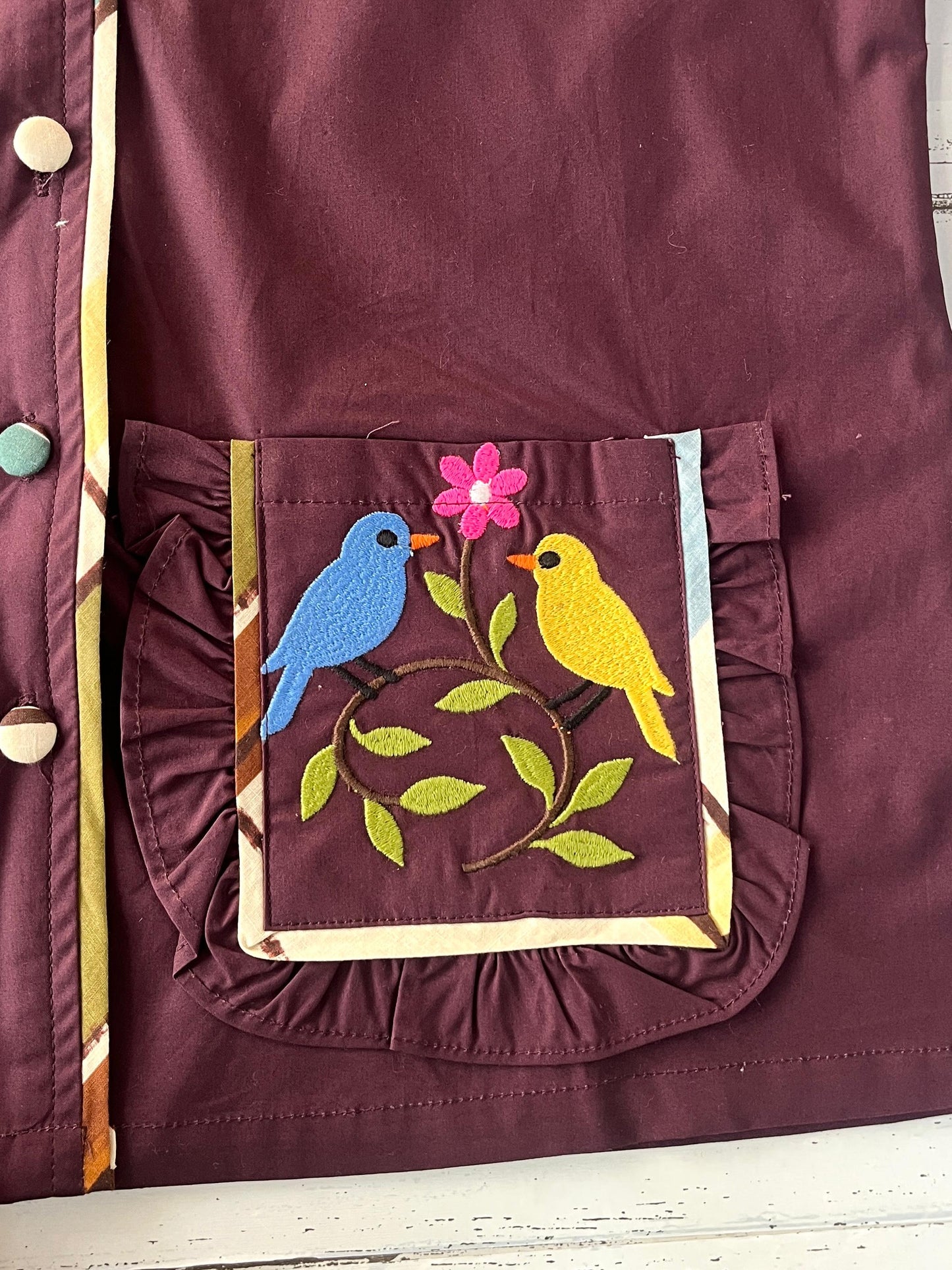 Wine Embroidered Sparrow Pj Set (Women)